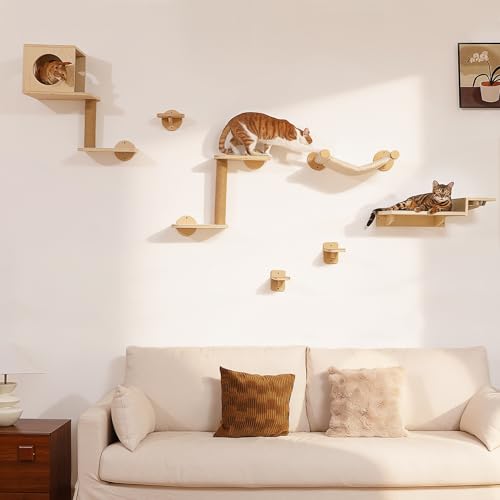 Cat Wall Shelves (Light Wood Color)