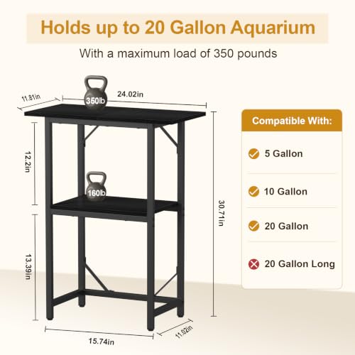 10 20 Gallon Fish Tank Stand (Black / 20 Gal-2 Tier)