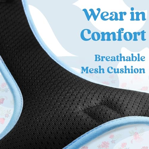 Dog Harness Medium Sized (Floral Blue / Medium)