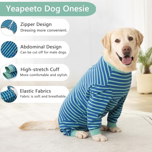 Dog Onesie Surgery Recovery Suit for Large Medium Bodysuit Dogs Pajamas PJS Full Body for Shedding (7X-Large (Pack of 1) / Blue Green)