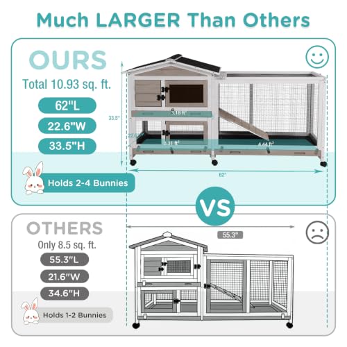 62" Rabbit Hutch with Chew ((Brown))