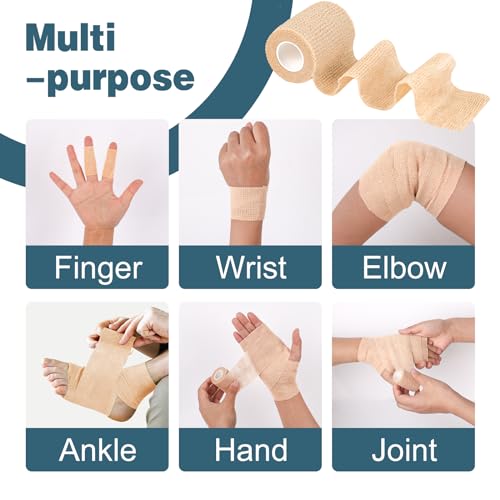 8 Pack Self Adhesive Bandage Wrap (Beige)
