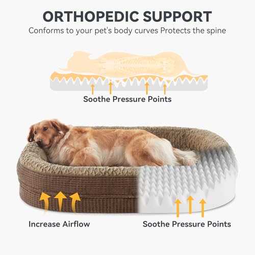 Orthopedic Dog Bed for Medium Dogs (Brown / 28"l X 23"w X 6.5"th)