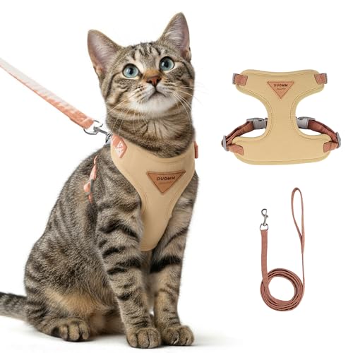 Escape Proof Cat Harness and Leash Set (Beige / M)