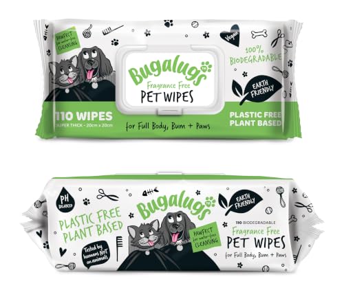 Dog Wipes 100% Plastic Free Biodegradable pet Wipes for Full Body
