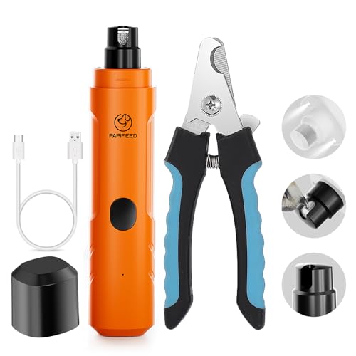 PAPIFFEED Dog Nail Clippers & Grinder with Manual Nail Clipper (Orange)