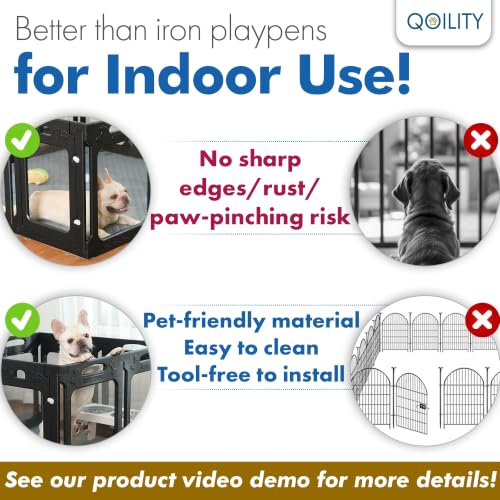Clear Acrylic Dog Playpen Indoor (Black / 24" Height)