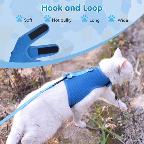 Cat Harness and Leash Set for Walking Escape Proof (Blue / M 5.5-9 lbs)