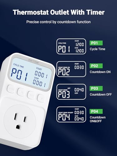 Plug in Temperature Controlled Outlet for Heater (Gray)