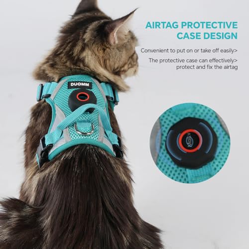 Cat Harness and Leash Set with AirTag Holder (Green (Holder for Airtag) / XL)
