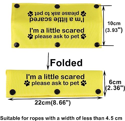 Funny Dog Leash Sleeve I'm a Little Scared Please Ask to pet Leash Wrap Alert Hanging ID Patch Tag Pet Birthday Gift (Little Scared-ye Sleeve)