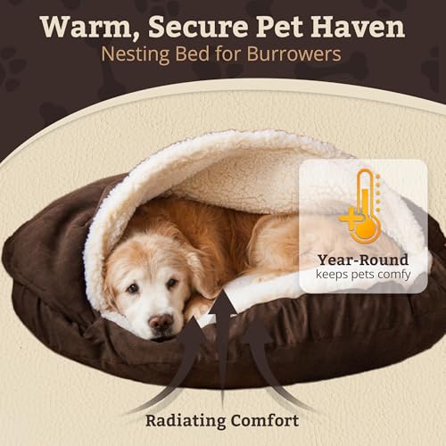 Cozy Cave Dog Bed (35.0"L x 35.0"W x 8.0"Th / Hot Fudge)
