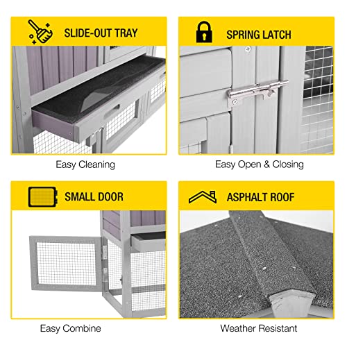 Rabbit Hutch Indoor Bunny Cage Outdoor House with Deeper Leakproof Plastic Tray