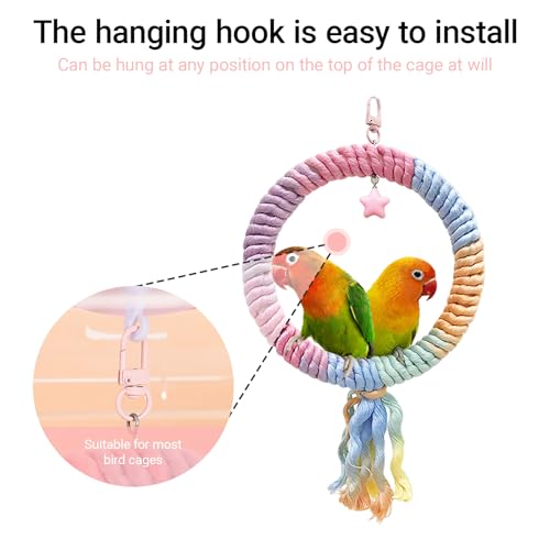 Bird Swing Gradient Colorful Cotton Rope Bird Swing Cage Hanging Toys