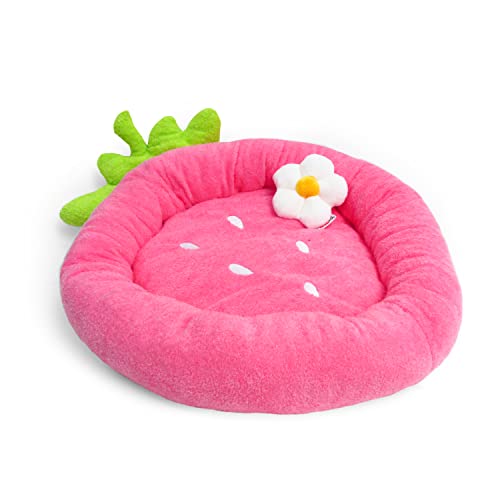 Soft Plush Small Cute and Cozy Food Dog Cat Bed (Strawberry)