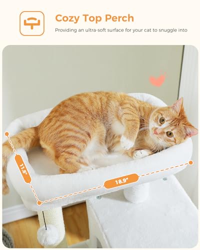 45.7" Cat Tree with Hammock (White / 45.7in)
