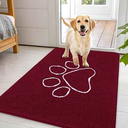 Dog Door Mat for Muddy Paws 44x32 (Burgundy / 44" X 32")