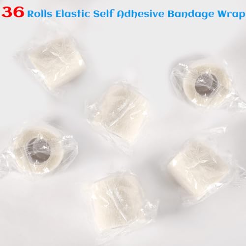 36 Rolls Elastic Self Adhesive Bandage Wrap 2 Inch (2 Inch-36 Count White)