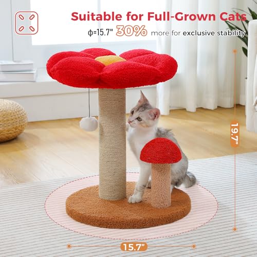 Mushroom Cat Scratcher with Flower Bed (Flower Brown / 19.6")