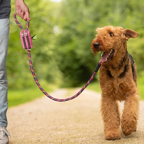 Dog Poop Bag Holder for Leashes and Treat Holder with 2 Waterproof Pouches (Blue)