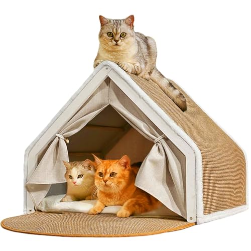 Cat Houses for Indoor Cats (19.7*15.7*15.7"/Sharp Roof (M))