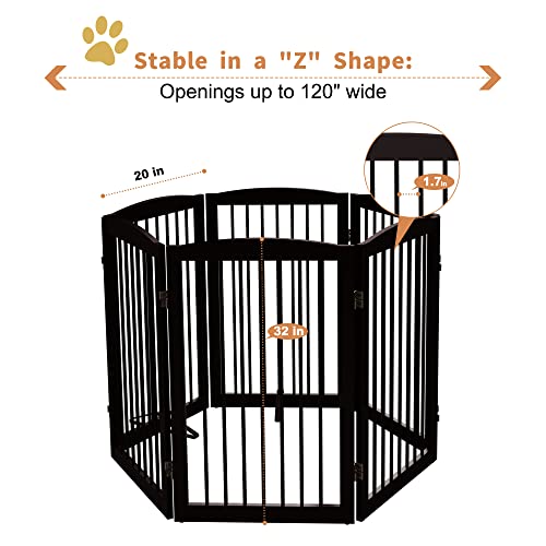 Freestanding Pet Gate for Dogs (32" Height-6 Panel / Dark Brown)