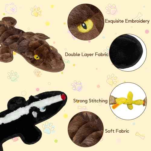 No Stuffing Dog Squeak Toys (Black, dark brown)