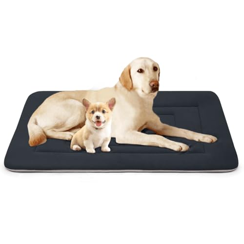 Dog Bed Soft Dog Crate Bed Pad Mat (48.0"L x 30.0"W x 1.2"Th / Dark Blue Gray)