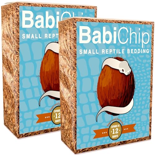 BabiChip Coconut Chip Substrate for Reptiles 2 Pack of 12 Quart Loose Small Sized Coco Husk Chip Bedding for Ball Pythons (12 Quart (2 pack))