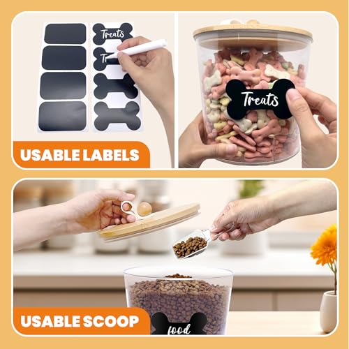 3 Pack Airtight Dog Treat Containers Bamboo Lids (Wood - 3 Pack)