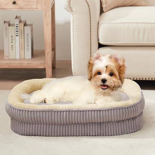 Orthopedic Dog Bed for Small Dogs Breeds (Gray / 25"L x 21"W x 5.5"Th)