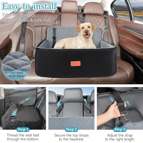 Dog Car Seat for Medium Large Dogs Under 55 lbs (Black/Grey)