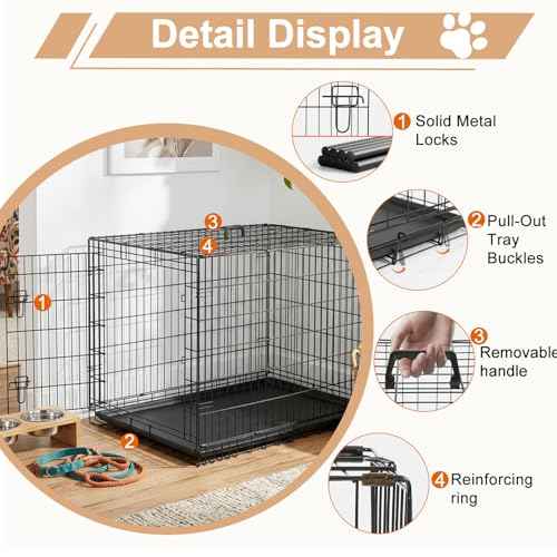 48" Foldable Metal Dog Crate (Black)