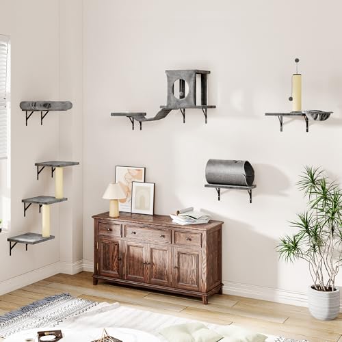 14-in-1 Cat Wall Shelves, Cat Climber Set, Ivory Grey ‌‌ (Ivory Grey ‌‌)