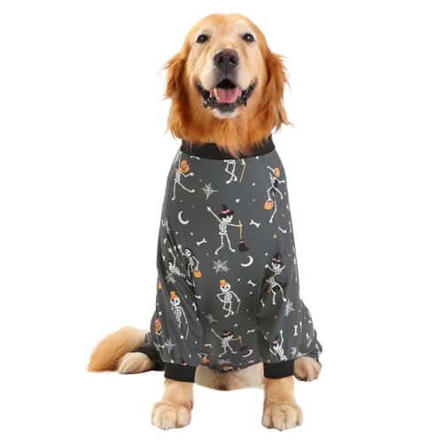 Dog Pajamas One Piece Light Comfy Pjs Pet Costume M (XX-Large / Skeleton Bones)