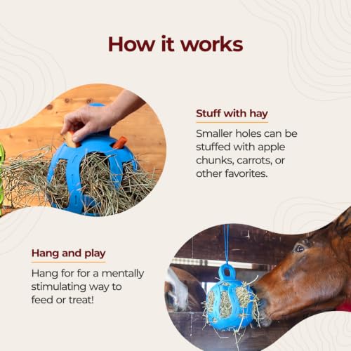 Horsemen's Pride Jolly Hay Ball Stall Toy for Horses (Blue / 8")