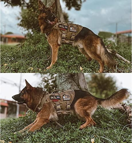 No Pull Tactical Dog Harness for Medium Dogs (Brown / L)