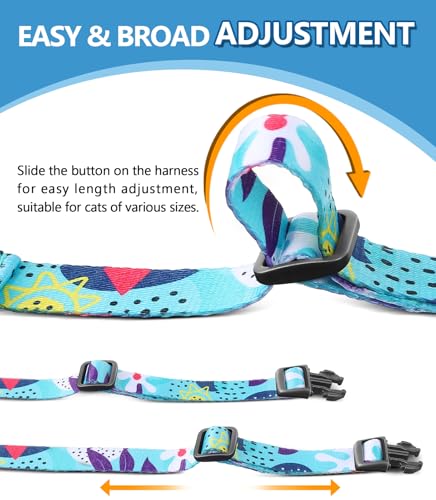 Cat Harness and Leash Set (Hawaiian Ocean Blue / Small (4-10 lb))