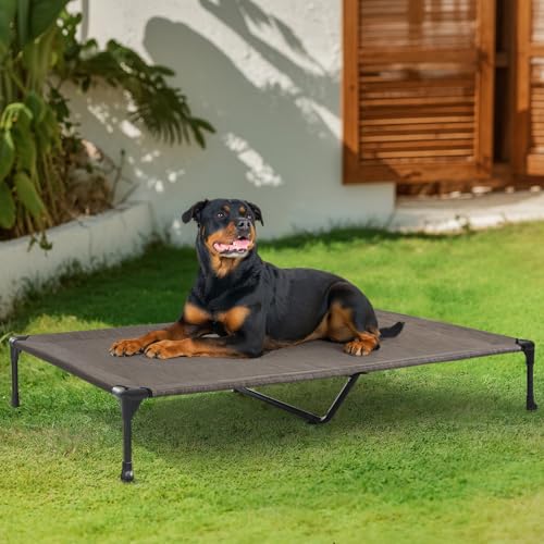 Outdoor Elevated Dog Bed Large Sized Dogs (53.0"L x 37.0"W x 9.0"Th / Brown)