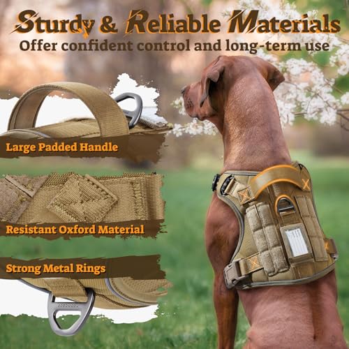 Tactical Dog Harness Medium Sized (M(chest:20.1"-33.9",neck:17.7"-22.3",back:7.5") / Brown)