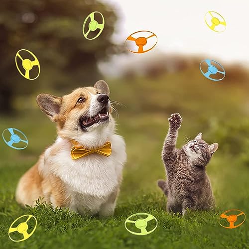 14 PCS Cat Fetch Toy with Colorful Flying Propellers Set