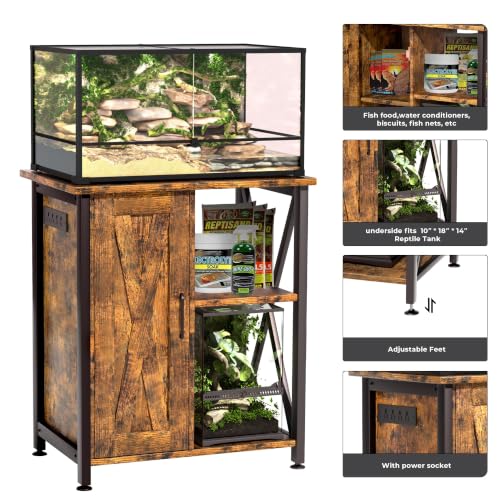 40 Gallon Reptile Tank Stand (24x18"-46-67 Gallon / Rustic Brown)