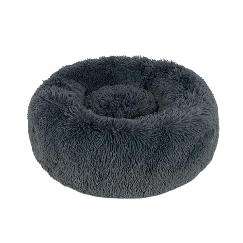 Round Calming Dog Bed for Small (Gray / 24" x 24" x 7")