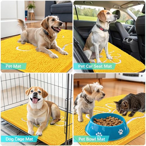 Dog Door Mat for Muddy Paws 36x24 (Yellow / 36" X 24")