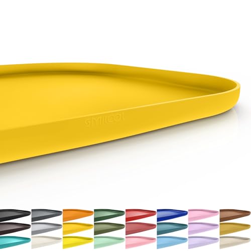 Waterproof Silicone Pet Food Mat with Raised Edge for Dog & Cat (Vivid Yellow / 24"L x 16"W)