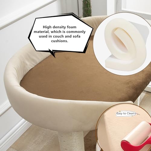 Modern Cat Tree Tower with Extra Large Platform Perch Bed for Maine Coon and Big Couch Sofa for Multiple Cats (A)