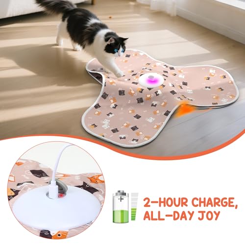 Interactive Cat Toys for Indoor Cats‌ Adult‌ with Feather Tail Switchable Mouse Sounds (PINK)