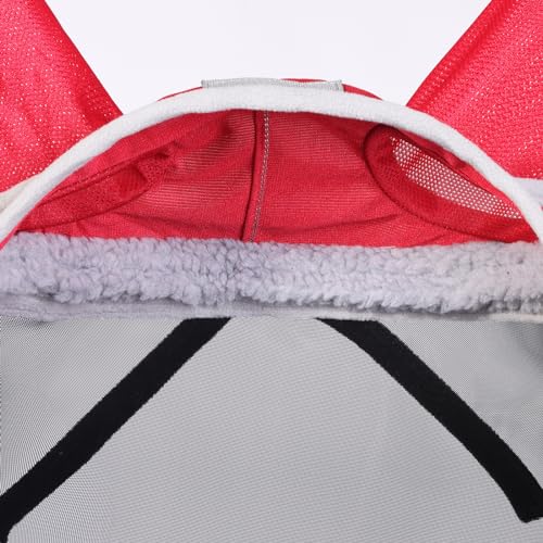 CareMaster Pro Luminous Horse Fly Mask Large Eye Space Standard with Ears UV Protection for Horse Red XL Extra Full (Red / X-Large (Warmblood))