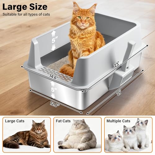 Stainless Steel Litter Box (X-Large:23"×14.6"×10")