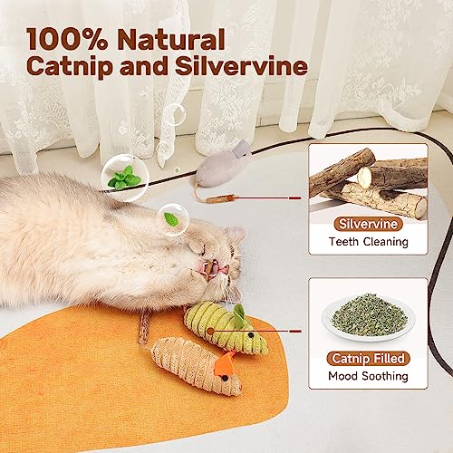 Cat Toys 3pcs Squeak Mice Interactive Catnip Silvervine Animals (8.0 Inches)